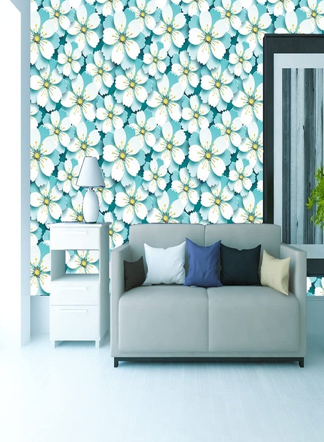 WallDaddy Self Adhesive Wall Stickers & Wallpapers | Large Size (40x200) CM for Wallpaper for Walls | Wallpaper for Drawing Room and | Wallpaper for Bedroom Blue Floral Wallpapers (Blue Flower) - Image 3